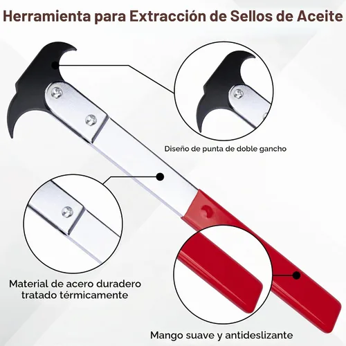Vista 5 de ecocstm Herramienta Extractora de Sellos, Herramienta de Extracción de Sellos de Aceite con Doble Gancho, Extractor Universal de Sellos de Rueda