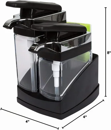 Vista 10 de Casabella Sider Duo - Dispensadores de jabón para fregadero con esponja, negro y cromado