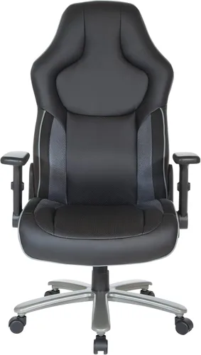 Vista 6 de OSP Home Furnishings Serie ECH - Silla de juegos de cuero regenerado grande y alta para hasta 350 libras con brazos abatibles ajustables en altura