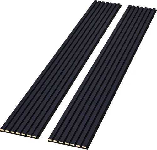 Vista 12 de Paquete de 2 paneles acústicos de pared de madera de 94 x 12.6 pulgadas, listones 3D insonorizados para paredes y techos, elegantes paneles Nogal