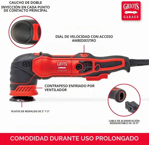 Vista 5 de Griot's Garage G8 Pulidora orbital aleatoria de 10908 – Bufadora de doble acción de 700 vatios para detalles del automóvil, pulido, encerado