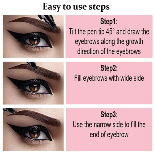 Vista 3 de 3 lápices de cejas negros para mujer, impermeables, de larga duración, lápiz de cejas Microblading para cejas fácil crear maquillaje natural de cejas