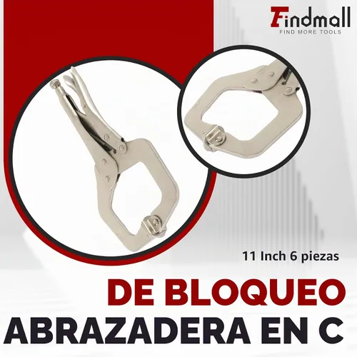 Vista 3 de findmall 6 abrazaderas C de bloqueo de 11 pulgadas con almohadillas giratorias, mesa de alicates de bloqueo tipo C de alta resistencia y agarre