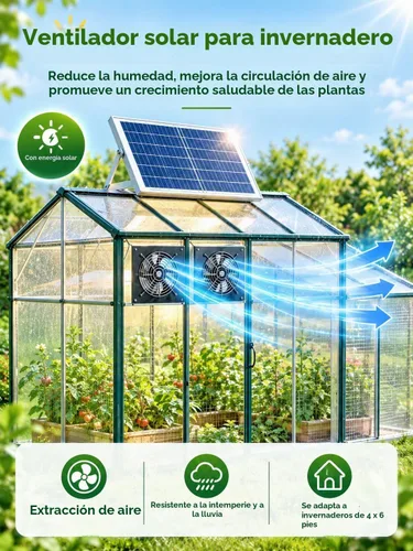 Vista 5 de Ventilador solar de 16 pulgadas con batería y temporizador, gallineros