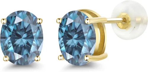 Vista 332 de Gem Stone King Aretes de oro de 14 quilates con piedra natal ovalada de 0.315 x 0.236 in Aretes de oro para mujer