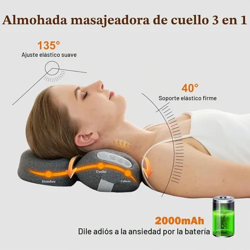 Vista 3 de 4D Kneading Shiatsu Neck and Shoulder Massager with Heat Cordless 2000mAh Rechargeable Memory Foam Massage Pillow, 4 Rotating Nodes, Low Noise, for