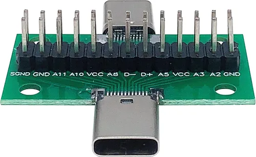Vista 6 de 2 unids USB 3.1 Tipo-C macho a hembra placa de prueba con placa PCB 24 pines 0.100 in enchufe de doble cara con conector de cabeza de pin