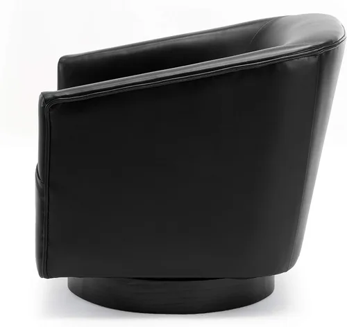Vista 6 de NewCosmos Silla giratoria con base de madera negra Garland
