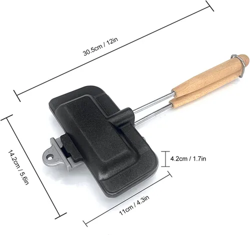Vista 7 de Sartén de doble cara, sartén antiadherente para hornear con mango extraíble para panqueques, tortillas, frittatas, parrilla abatible compacta