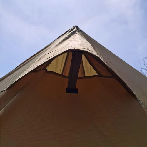 Vista 7 de Tienda caliente ultraligera para 2 personas Tipi con estufa ignífuga Jack para tubos de combustión con 2 puertas, marrón y verde