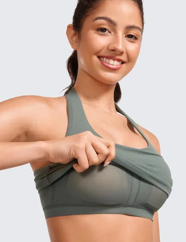 Vista 4 de CRZ YOGA Butterluxe - Brasier deportivo con cuello halter para mujer, con relleno, para entrenamiento, yoga, con brasier integrado
