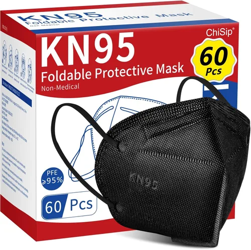 Vista 10 de ChiSip Mascarillas KN95 para adultos, mascarillas desechables de 5 capas Negro