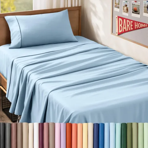 Vista 85 de Bare Home Juego de Sábanas Twin - Sábanas de Cama de Microfibra Ultra-Suave 1800 - Doble Cepillado - Bolsillos Profundos - Ajuste Fácil - Extra