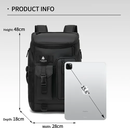 Vista 2 de Kalesi Mochila Bolsa de Lona para Gimnasio 4 Vías Impermeable con Compartimento para Zapatos para Viaje Deporte Senderismo Laptop, 02-Negro