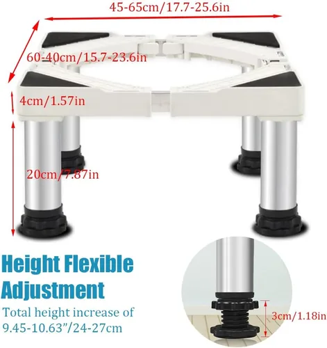 Vista 2 de Soportes para lavadora y secadora, base de soporte para lavadora, base ajustable para electrodomésticos, carga máxima, 770 libras/771.6 lbs
