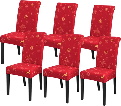 Vista 27 de FORCHEER Juego de 4 fundas para sillas de comedor para comedor, fundas elásticas para sillas de comedor y cocina, lavables y extraíbles