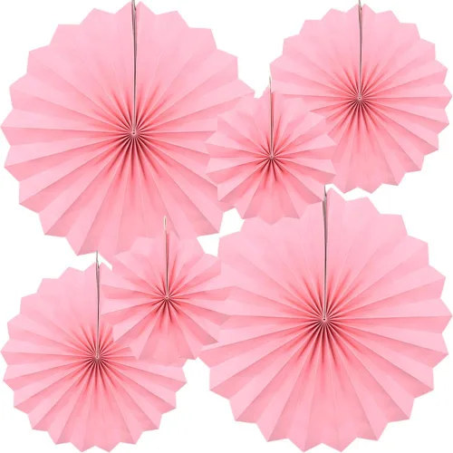 Vista 13 de CEEYSEE Paquete de 6 abanicos de papel colgantes redondos para decoración de fiestas, cumpleaños, bodas, eventos de graduación (azul/SLANS)
