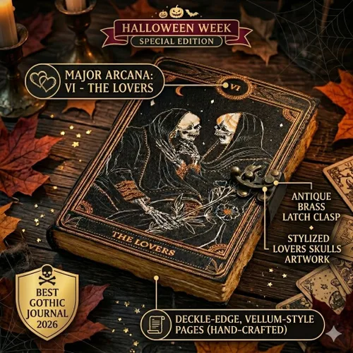 Vista 4 de C CUERO Libro de hechizos Diario de cuero con borde deckle de papel Grimorio impreso diario de los amantes del tarot, cuaderno de tarot en espiral