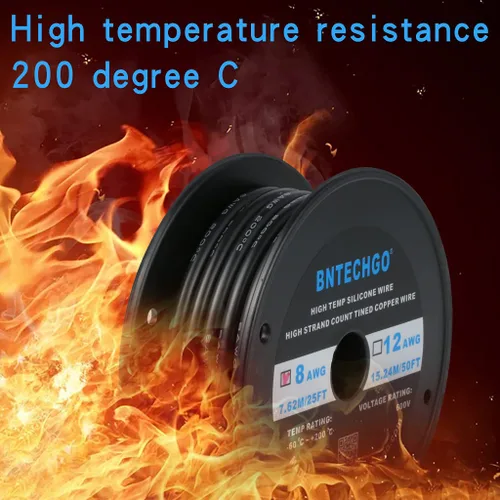 Vista 5 de Bntechgo 8 alambres de silicona suave y flexible, silicona resistente a altas temperaturas, altamente eficiente 8 AWG calibre, 1650 hilos de alambre