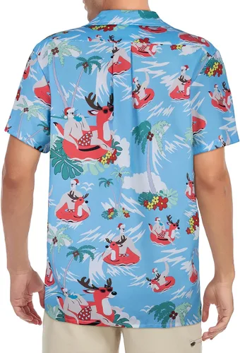 Vista 4 de Durio Hawaiian Shirt for Men Short Sleeve Floral Beach Shirts for Men Casual Button Down Tropical Shirts