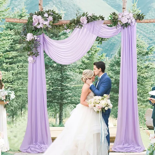 Vista 19 de Cortinas de boda con rosas polvorientas, 2 paneles de 6 yardas, cortinas de fondo transparentes para despedida de soltera, arcos de boda