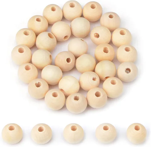 Vista 6 de AD Beads Cuentas de madera redondas naturales sin terminar para hacer guirnaldas, trenzas, macramé y joyería (0.315 in-500 piezas)