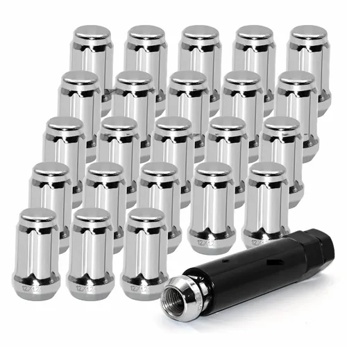 Vista 15 de 20 PIEZAS M12x1.25 Tuercas de llanta negras, tuercas hexagonales de remolque de 1.35" de alto, asiento cónico de 60 grados con llave de casquillo