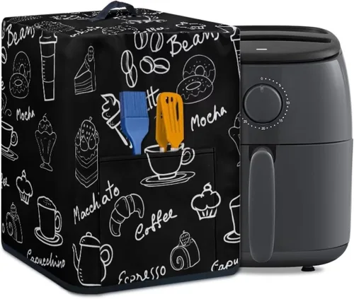 Vista 43 de Air Fryer Oven Dust Cover with Handle and Pocket, Easy Cleaning Electric Appliance Cover, Brown Flower Flor marrón (Brown Flower)