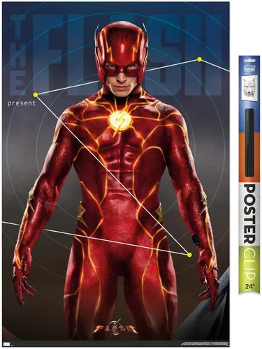Vista 15 de Trends International DC Comics Movie The Flash - Póster de pared tríptico The Flash, 34 pulgadas de largo x 22.4 W, versión enmarcada en caoba