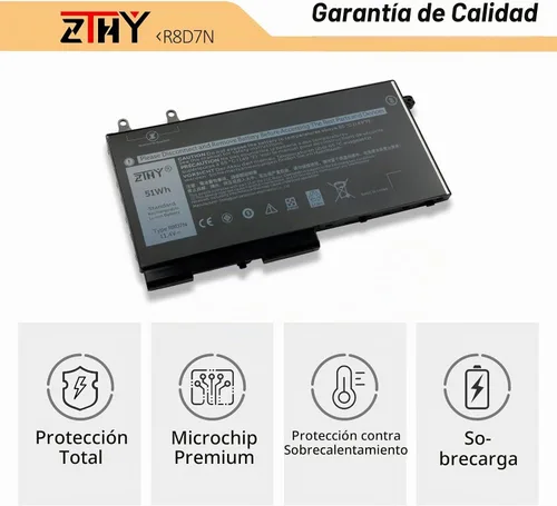 Vista 3 de Reemplazo de batería para laptop 51Wh R8D7N 1V1XF para Dell Precision 3540