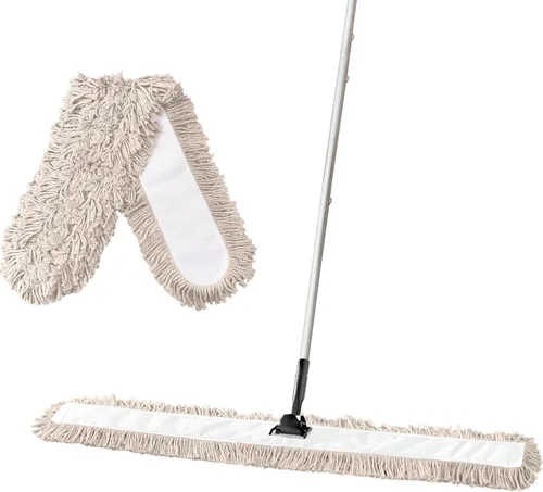 Vista 8 de ARTIPOLY Trapeador de polvo comercial de 41 pulgadas para limpieza de pisos, trapeador seco industrial con mango largo resistente, cabezal