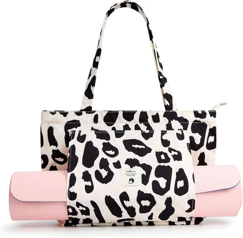 Vista 10 de Bolsas de yoga WLLWOO WLLWOO para mujeres con porta-mats de yoga, bolsa de lona para llevar, para pilates, para el hombro, para viajes, oficina