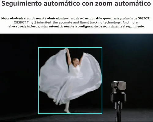 Vista 7 de OBSBOT Tiny 2 - Cámara web PTZ 4K con alimentación de IA, enfoque 4 veces más rápido, CMOS de 1/1.5", USB 3.0, transmisión de datos 10 veces más