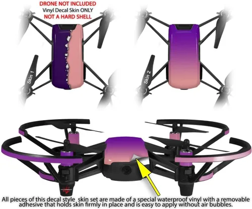 Vista 2 de Skin Decal Wrap 2 Pack para DJI Ryze Tello Drone Ripped Colors Purple Pink Drone no incluido