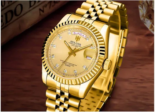 Vista 7 de Reloj de pulsera de cuarzo de lujo para hombre con indicación de hora y fecha impermeable