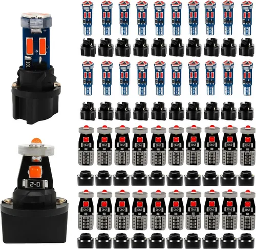 Vista 10 de WLJH Kit de bombillas LED para tablero de instrumentos T5 T10 con enchufes Azul hielo