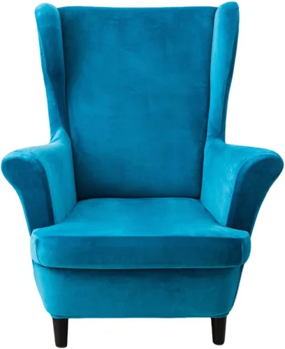Vista 14 de Wingback - Funda elástica para silla, 2 piezas, con respaldo de ala, funda protectora de muebles impresa, suave con parte inferior elástica