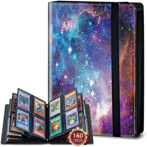 Vista 15 de Rossy Carpeta de tarjetas con 4 bolsillos, carpeta de tarjetas intercambiables, álbum de colección de tarjetas, para 160 tarjetas de carga lateral
