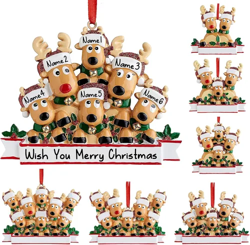 Vista 22 de Amlion Adornos personalizados de cerámica para calcetines de Navidad, familia de 2 a 8, nombres personalizados, estilo tradicional, ocasión