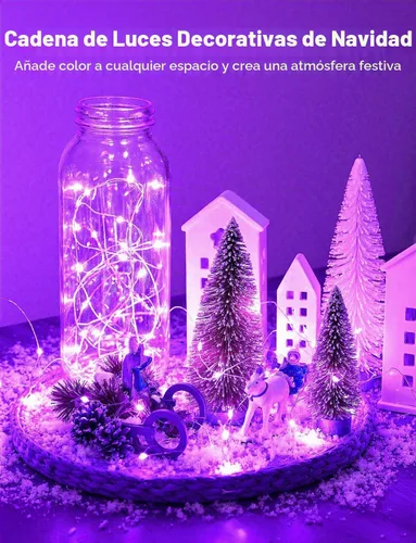 Vista 4 de Brightown - Paquete de 12 luces LED de hadas multicolor con pilas, resistentes al agua, cable plateado de 7 pies, 20 luces LED de luciérnagas