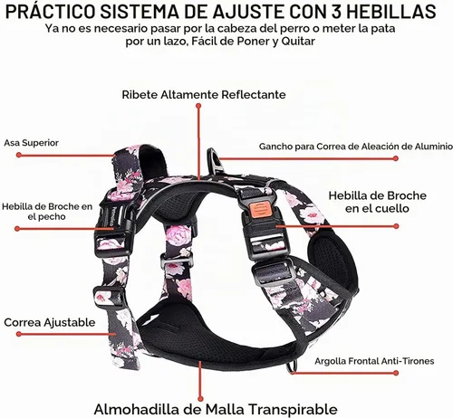 Vista 2 de Petmolico Juego de arnés para perro sin tirones con accesorio de correa, asa de fácil control, chaleco reflectante para razas pequeñas, chaleco