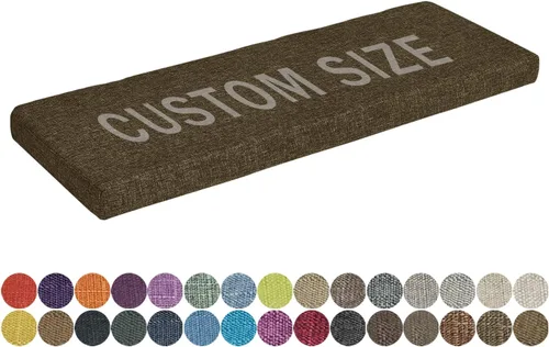 Vista 31 de Cojín de banco de tamaño personalizado, 30 colores, cojín de asiento de ventana panorámica, espuma gruesa de tapicería de 1.18 pulgadas, 1.97