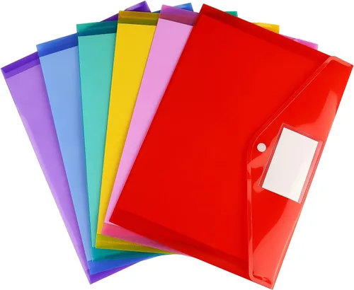 Vista 6 de Paquete de 6 carpetas transparentes para documentos, sobres de plástico, sobres de polietileno, sobres para archivos con bolsillo para etiquetas y 6