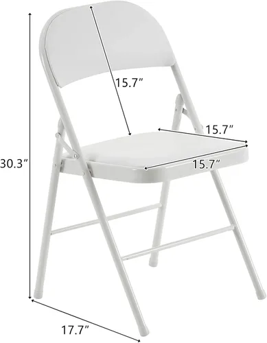 Vista 3 de Ochine Paquete de 4 sillas plegables de PVC acolchadas de metal, sillas plegables de metal para interiores y exteriores, portátil, apilable, asiento