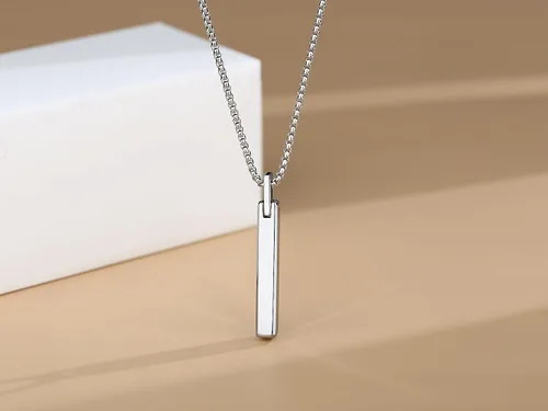 Vista 5 de COAI Collar de barra de acero de tungsteno para hombres y mujeres, collar de dioscollar de plata de 20 a 26 pulgadas