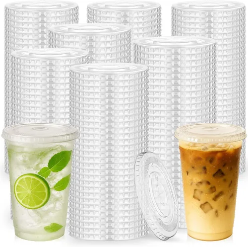 Vista 8 de Hortsun - 500 tapas planas de PET de 3.858 in con ranura para popote para tazas de 12 a 24 onzas Fits Compatible 12, 16, 20 and 24 oz PET Cups