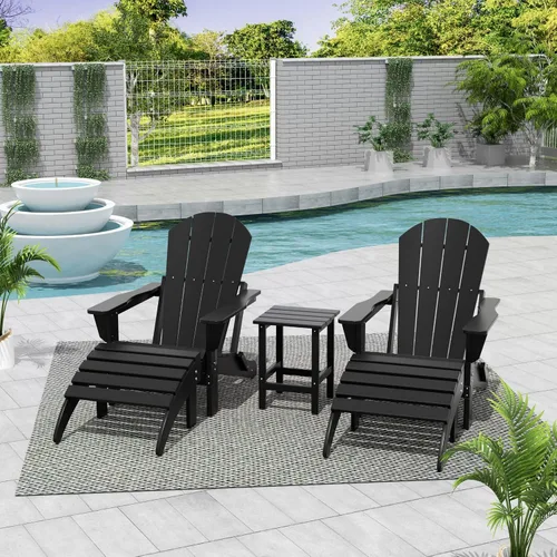 Vista 38 de WestinTrends Malibu - Silla de salón para exteriores, juego de 2 sillas Adirondack con otomana, sillas plegables de madera de polietileno para todo