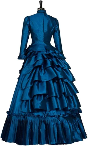 Vista 4 de Disfraz vintage victoriano gótico para cosplay, vestido de baile de la bella del sur de la guerra civil, vestido eduardiano para teatro de Halloween