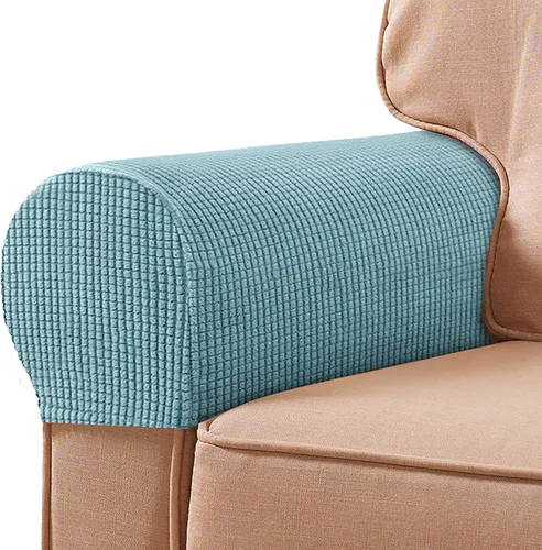 Vista 24 de Fundas de poliéster de alta elasticidad para reposabrazos de sofá, fundas impermeables para muebles, tela de elastano antimanchas, juego de 2