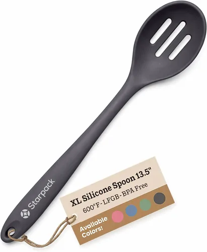 Vista 13 de Starpack - Cuchara ranurada de silicona «Let it Drain» (10.6 pulgadas), cuchara pequeña con ranuras para cocinar, resistente al calor hasta 600 °F
